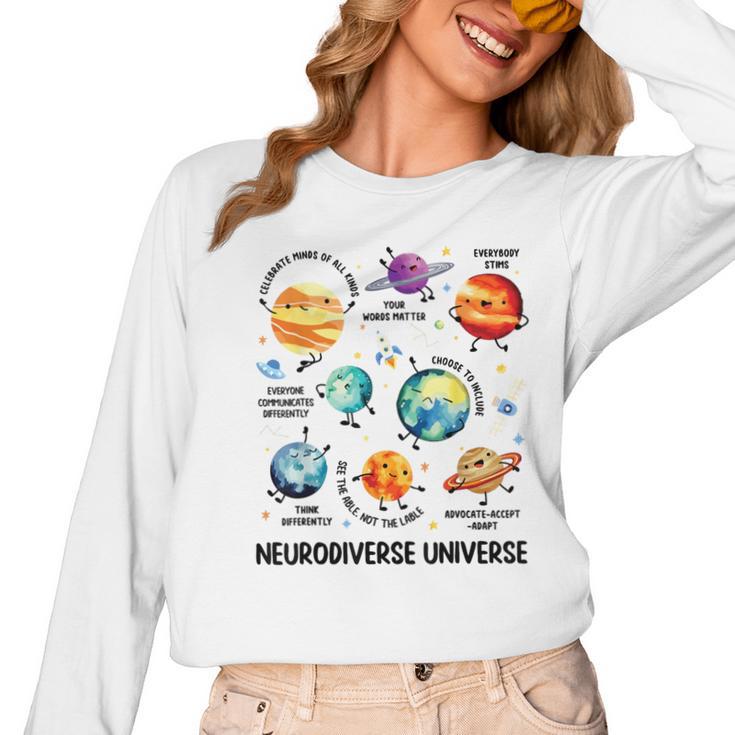 Neurodiverse Universe Space Planet Special Education Teacher Women Long Sleeve T-Shirt