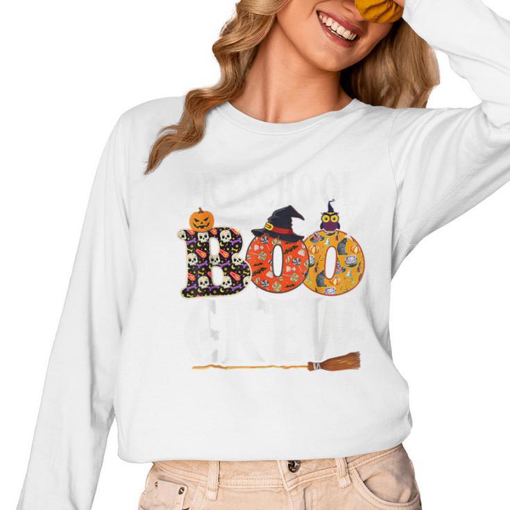 Preschool Boo Crew Teacher Halloween Women Long Sleeve T-Shirt