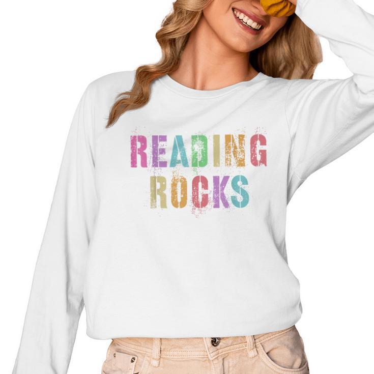 READING ROCKS English Teacher ELA ABCD Read Star Kinder Women Long Sleeve T-Shirt
