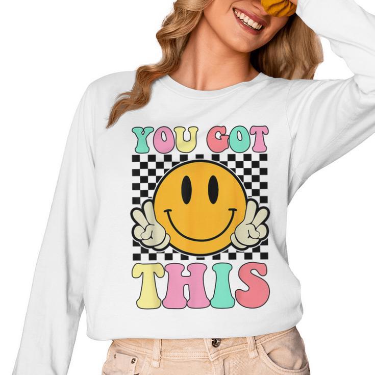You Got This Retro Smile Motivational Testing Day Teacher Women Long Sleeve T-Shirt