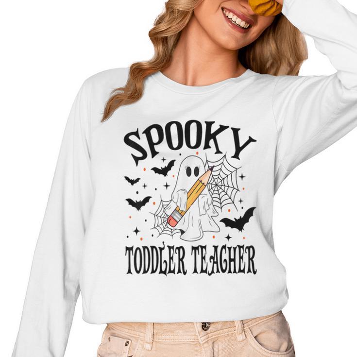 Spooky Toddler Teacher Halloween School Women Long Sleeve T-Shirt