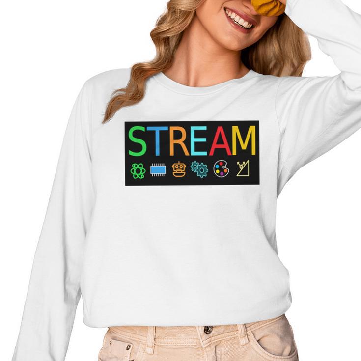Stream Technology Robotics Shirt For Teachers And Students Premium Tri-Blend Women Long Sleeve T-Shirt