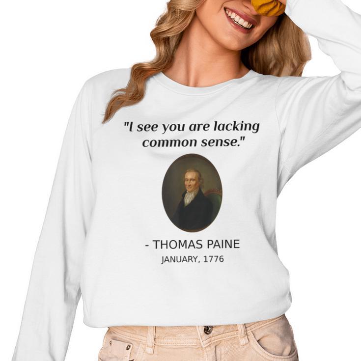 Thomas Paine Common Sense USA History Teacher Student Women Long Sleeve T-Shirt