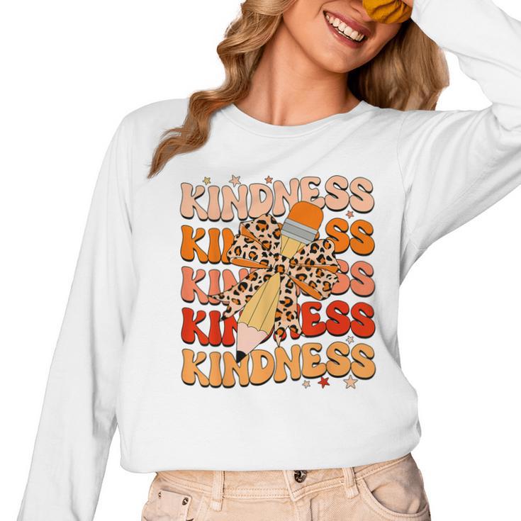 Unity Day Orange Kindness Teacher Bow Anti Bullying Be Kind Women Long Sleeve T-Shirt