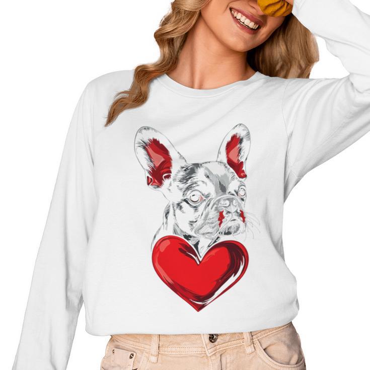 Valentine's Day Boston Terrier Dog Vector Women Long Sleeve T-Shirt