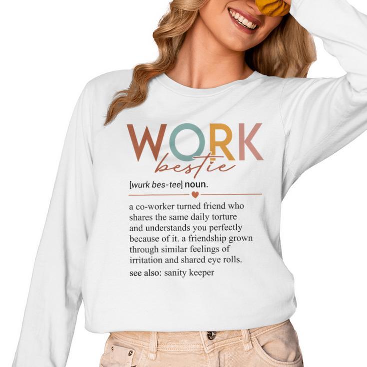 Vintage Work Bestie Definition Teachers Nurses Boss Women Women Long Sleeve T-Shirt