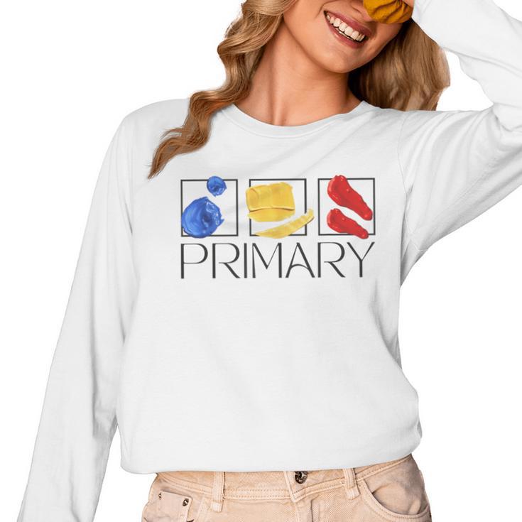 Women Art Teacher Back To School Artist Primary Color Theory Women Long Sleeve T-Shirt