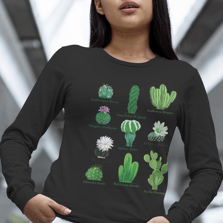 10 Types Of Cactus Succulent Teacher Chart Cactus Lover Tee Women Long Sleeve T-Shirt, funny gift