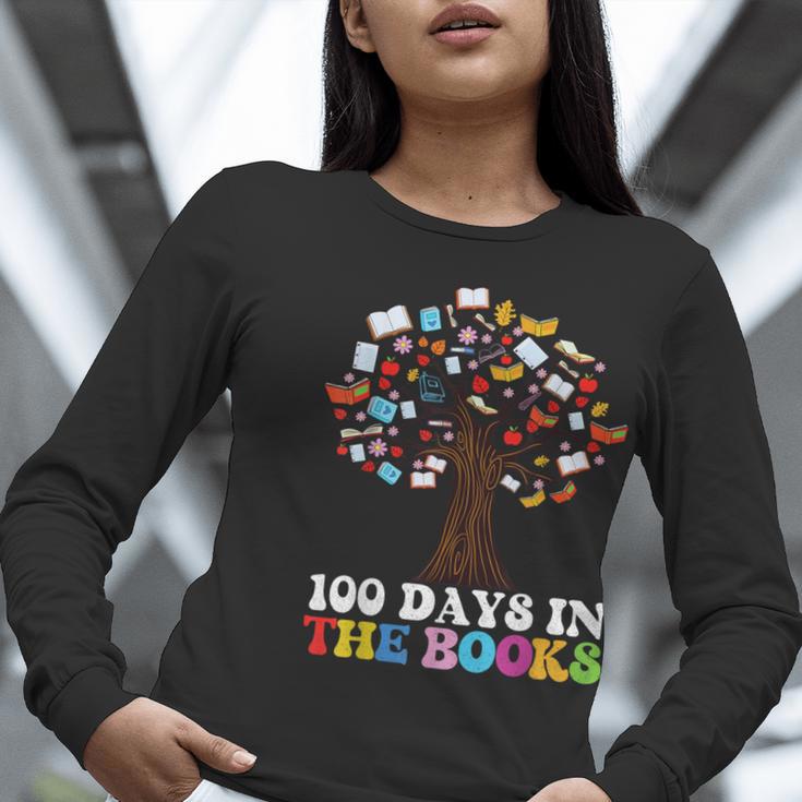 100 Days In The Books Reading Teacher 100th Day Of School Women Long Sleeve T-Shirt, funny gift