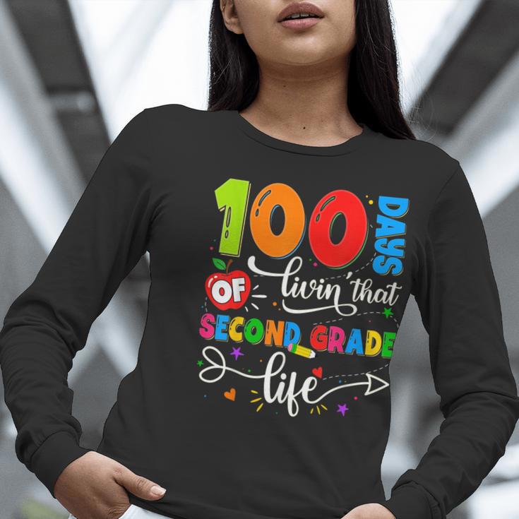 100 Days Of Living That 2nd Grade Life Boy Girl Teacher Women Long Sleeve T-Shirt, 2nd Grade Teacher Shirts, funny gift 100 Days Of Living That 2nd Grade Life Boy Girl Teacher Women Long Sleeve T-Shirt, 2nd Grade Teacher Shirts, funny gift