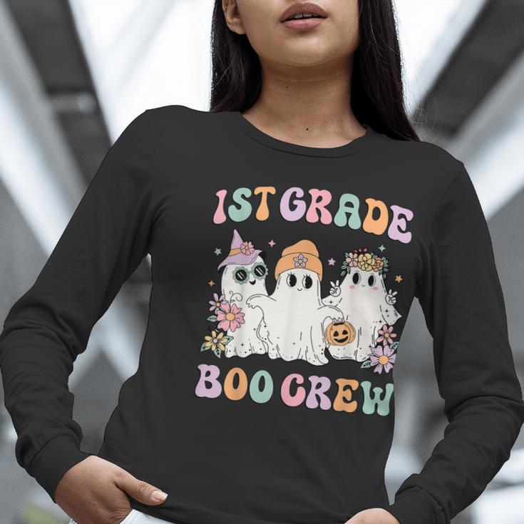 1st Grade Boo Crew Groovy Halloween Floral Ghost Kid Teacher Women Long Sleeve T-Shirt, Groovy Teacher Shirts, funny gift 1st Grade Boo Crew Groovy Halloween Floral Ghost Kid Teacher Women Long Sleeve T-Shirt, Groovy Teacher Shirts, funny gift