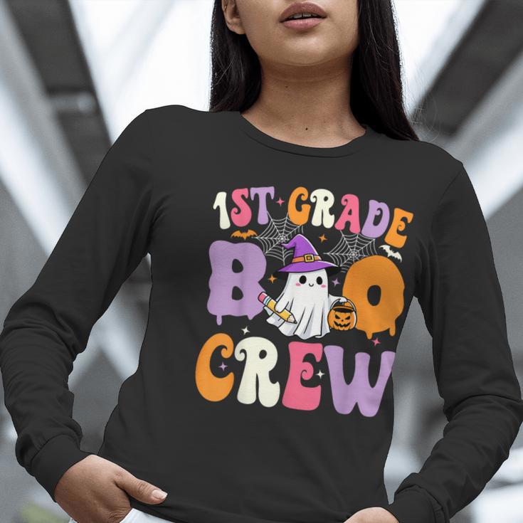 1st Grade Boo Crew Spooky First Grade Halloween Teacher Women Long Sleeve T-Shirt, First Grade Teacher Shirts, funny gift