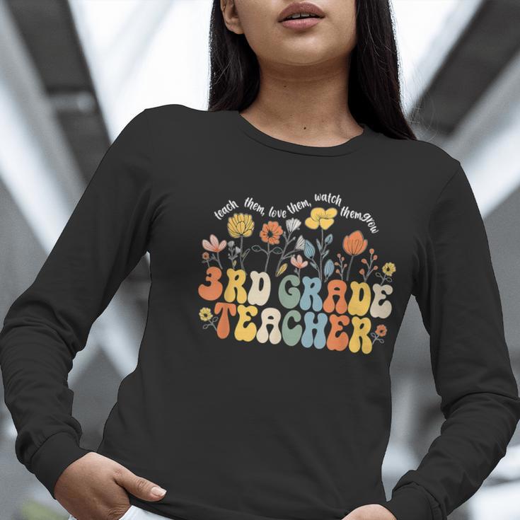 3rd Third Grade Teacher Appreciation Teaching Wildflowers Women Long Sleeve T-Shirt, funny gift