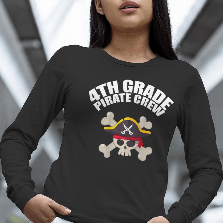 4th Grade Pirate Crew Halloween Costume Cool Teacher Student Women Long Sleeve T-Shirt, 4th Grade Teacher Shirts, funny gift