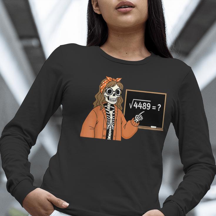 67 Math Teacher Skeleton Halloween Root 4489 Messy Bun Women Women Long Sleeve T-Shirt, funny gift 67 Math Teacher Skeleton Halloween Root 4489 Messy Bun Women Women Long Sleeve T-Shirt, funny gift