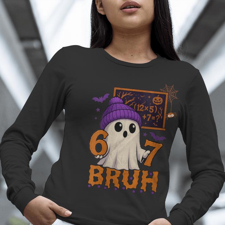 67 Teacher Halloween Ghost Six Seven Meme Math Equation Bruh Women Long Sleeve T-Shirt, funny gift