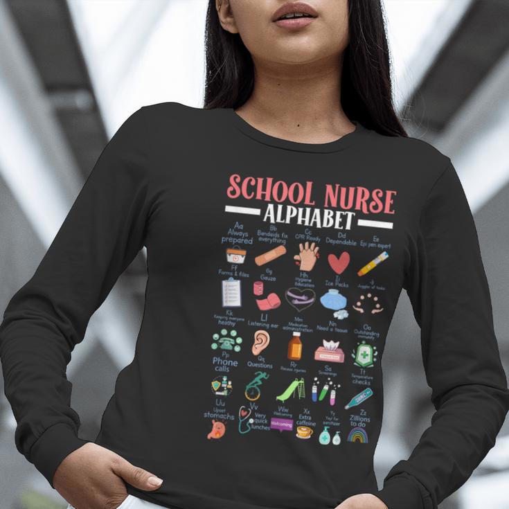 ABC School Nurse Alphabet Student Teacher Health Worker Women Long Sleeve T-Shirt, funny gift
