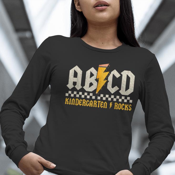 ABCD Kindergarten Rocks Pencil Lightning Students Teachers Women Long Sleeve T-Shirt, funny gift