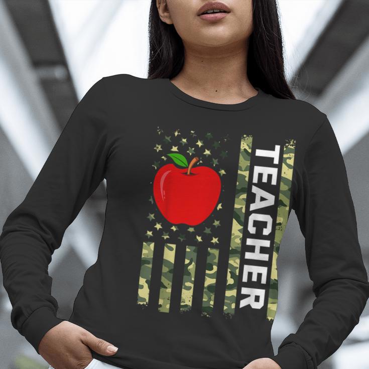 American Flag Camouflage Teacher Patriotic 4th Of July Women Long Sleeve T-Shirt, funny gift American Flag Camouflage Teacher Patriotic 4th Of July Women Long Sleeve T-Shirt, funny gift