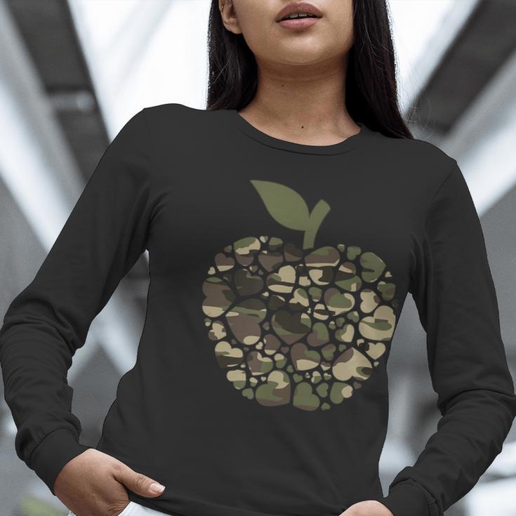 Apple Hearts Teacher Camouflage Clothing School Camo Apple For Men Women Girls Kids Women Long Sleeve T-Shirt, funny gift