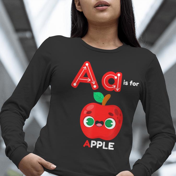A Is For Apple Pre-K Kindergarten Teacher Student Women Long Sleeve T-Shirt, funny gift