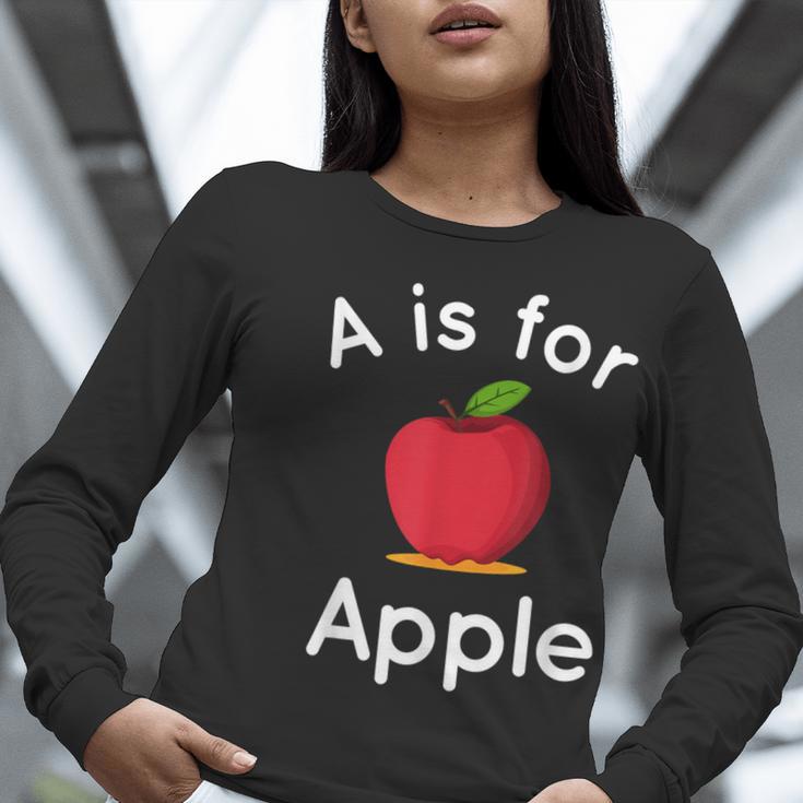 A Is For Apple Toddler Kindergarten Preschool Teacher Women Long Sleeve T-Shirt, funny gift A Is For Apple Toddler Kindergarten Preschool Teacher Women Long Sleeve T-Shirt, funny gift