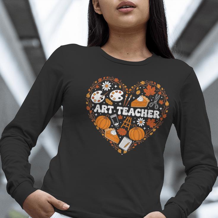 Art Teacher Heart Autumn Thanksgiving Kids Women Long Sleeve T-Shirt, funny gift Art Teacher Heart Autumn Thanksgiving Kids Women Long Sleeve T-Shirt, funny gift