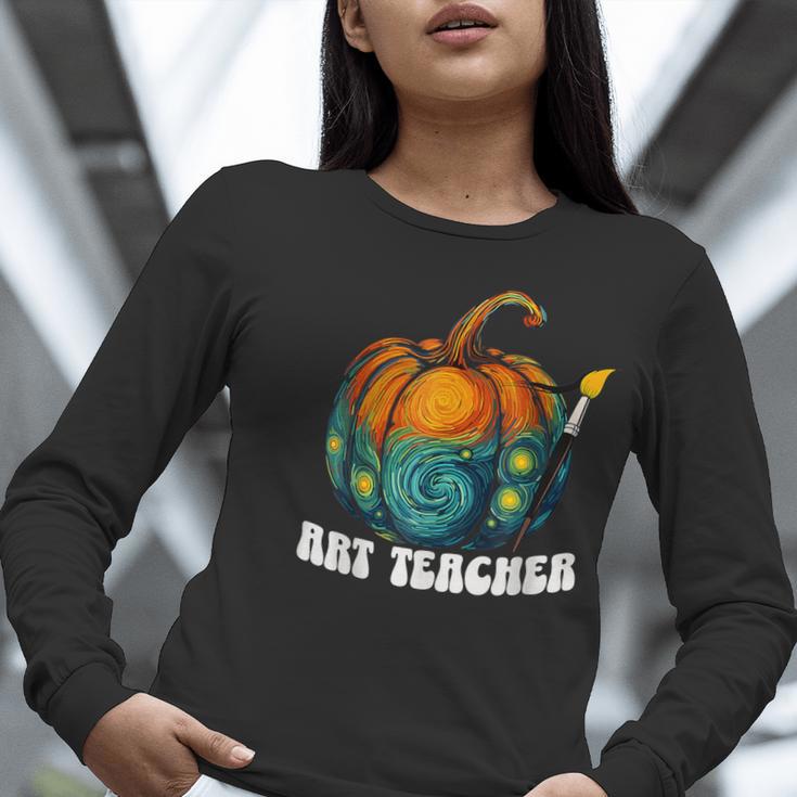Art Teacher Pumpkin Halloween Night Men Women Women Long Sleeve T-Shirt, funny gift