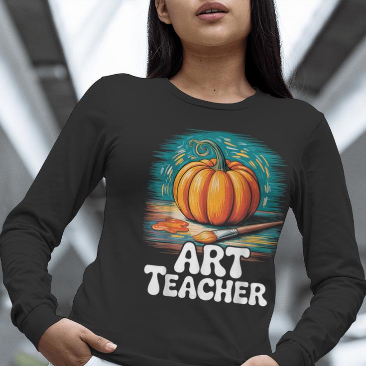 Art Teacher Pumpkin Painting Halloween Costume Women Long Sleeve T-Shirt, funny gift