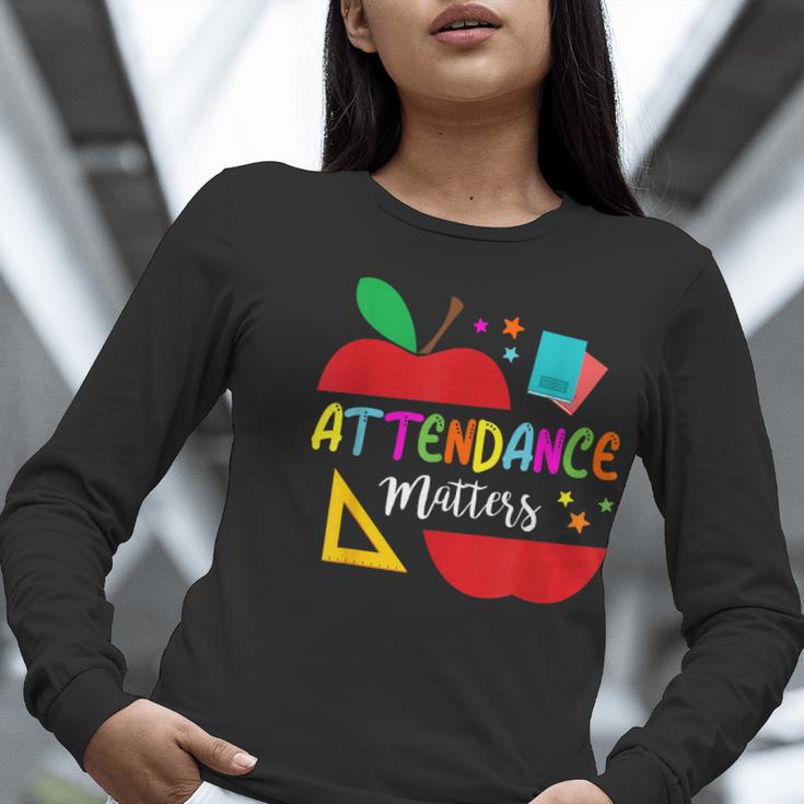 Attendance Matters Teacher Apple For Back To School Women Long Sleeve T-Shirt, funny gift Attendance Matters Teacher Apple For Back To School Women Long Sleeve T-Shirt, funny gift