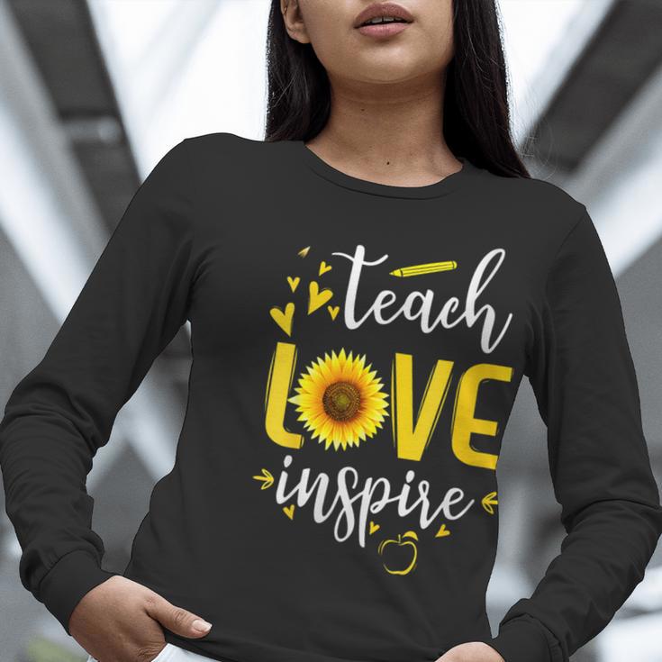 Back To School Teach Love And Inspire Teacher Sunflower Women Long Sleeve T-Shirt, funny gift Back To School Teach Love And Inspire Teacher Sunflower Women Long Sleeve T-Shirt, funny gift