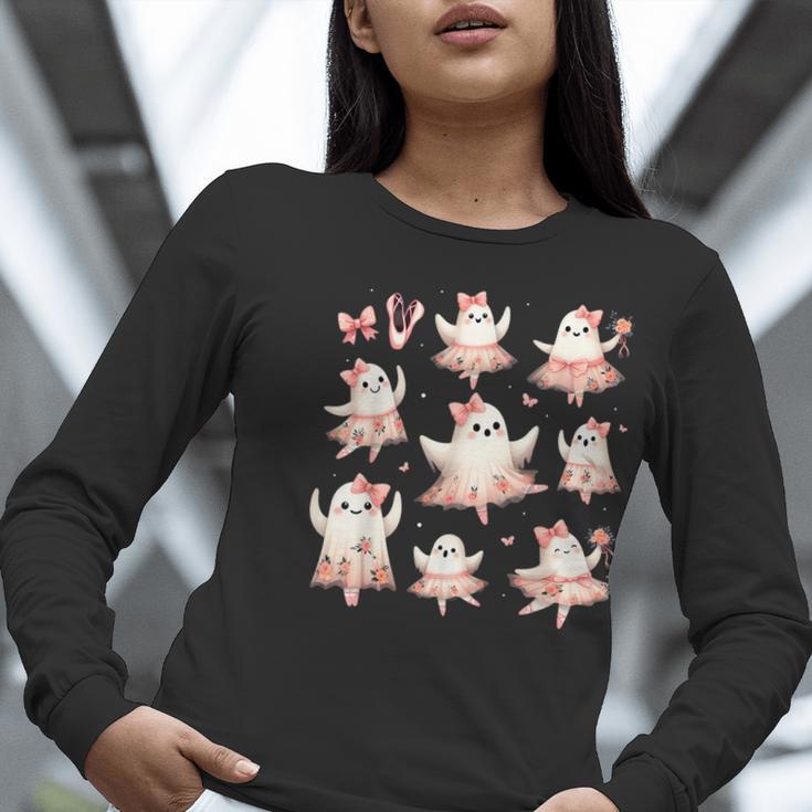 Ballet Ghost Ballet Dancer Spooky Dance Teacher Halloween Women Long Sleeve T-Shirt, funny gift