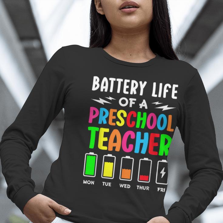 Battery Life Of a Preschool School Teacher School Week Women Long Sleeve T-Shirt, funny gift Battery Life Of a Preschool School Teacher School Week Women Long Sleeve T-Shirt, funny gift