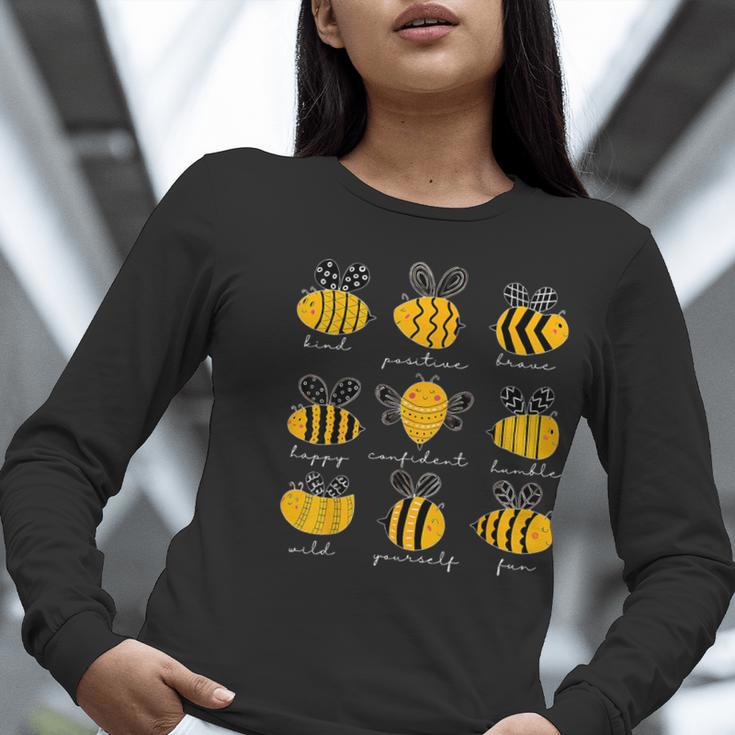 Bee Kind Positive Brave Happy Confident Humble Teacher Women Long Sleeve T-Shirt, funny gift Bee Kind Positive Brave Happy Confident Humble Teacher Women Long Sleeve T-Shirt, funny gift