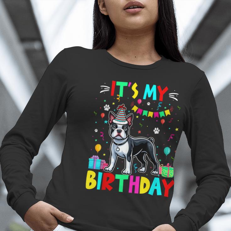 My Birthday Colorful Costume Boston Terrier Party Women Long Sleeve T-Shirt, funny gift