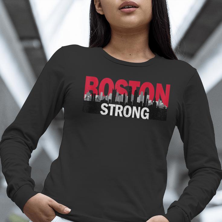 Boston Strong Logo Vintage Boston City Skyline Women Long Sleeve T-Shirt, funny gift