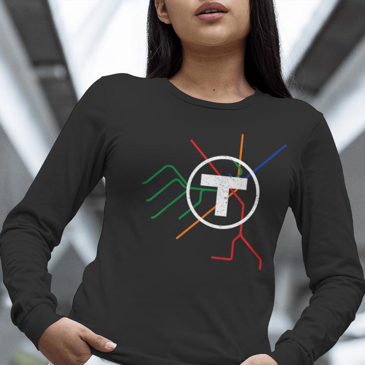 Boston T Subway Map Vintage MBTA Women Long Sleeve T-Shirt, funny gift