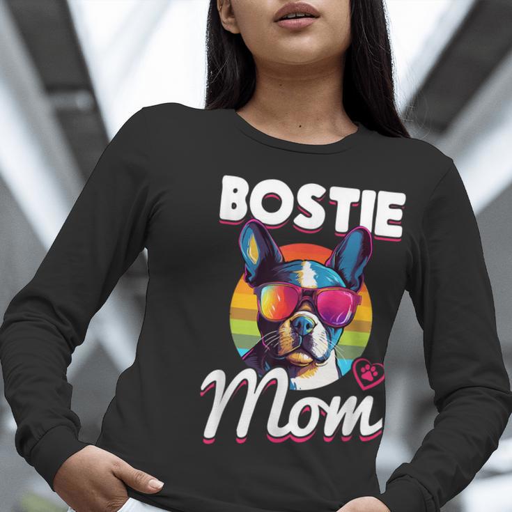 Boston Terrier Bostie Dog Breed Pet Bostie Mom Women Long Sleeve T-Shirt, Boston Terrier Mom Shirts, funny gift