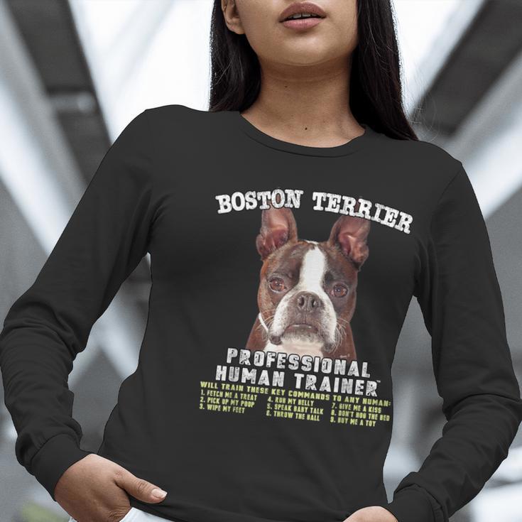Boston Terrier Brindle Dog Professional Human Trainer Women Long Sleeve T-Shirt, funny gift