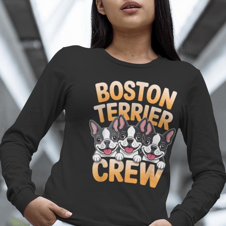 Boston Terrier Crew Cartoon For Dog Owner Pet Boston Terrier Women Long Sleeve T-Shirt, funny gift