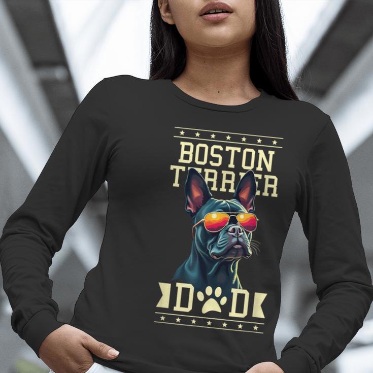 Boston Terrier Dad Boston Bull Bostie Dog Women Long Sleeve T-Shirt, Boston Terrier Dad Shirts, funny gift