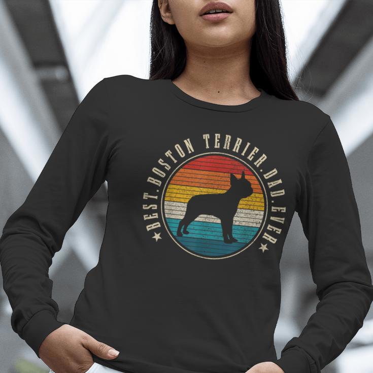 Boston Terrier Dad Retro Vintage Dog Bostie Dad Men Women Long Sleeve T-Shirt, Boston Terrier Dad Shirts, funny gift