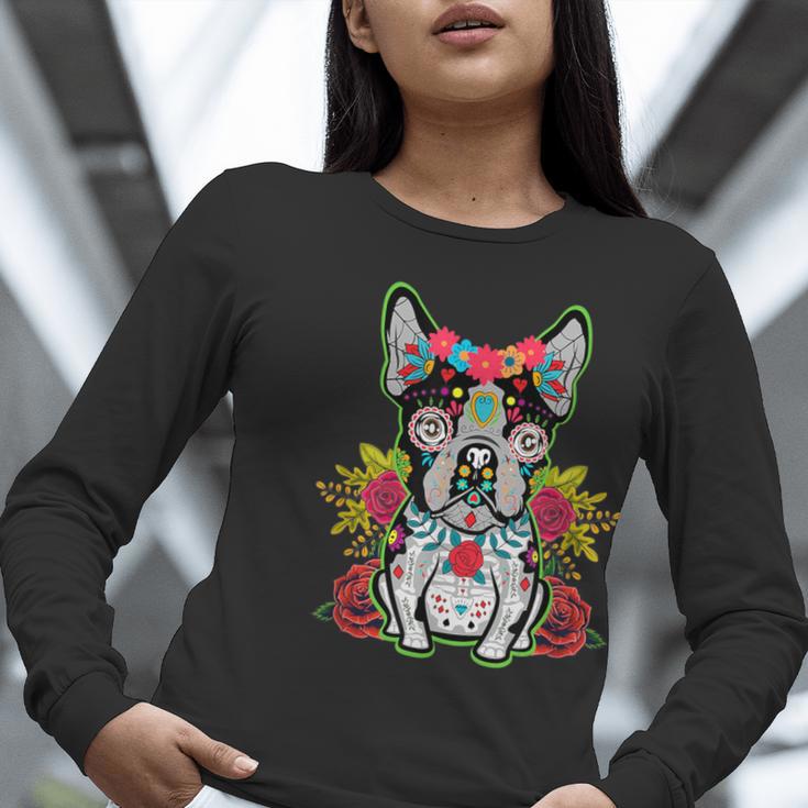 Boston Terrier Dia De Los Muertos Day Of The Dead Dog Skull For Men Women Kids Women Long Sleeve T-Shirt, funny gift