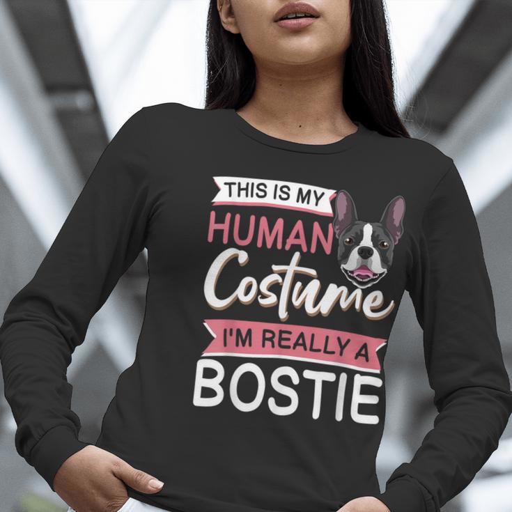 Boston Terrier Dog Bostie Halloween Costume Dog For Kids Women Long Sleeve T-Shirt, Boston Terrier Halloween Shirts, funny gift