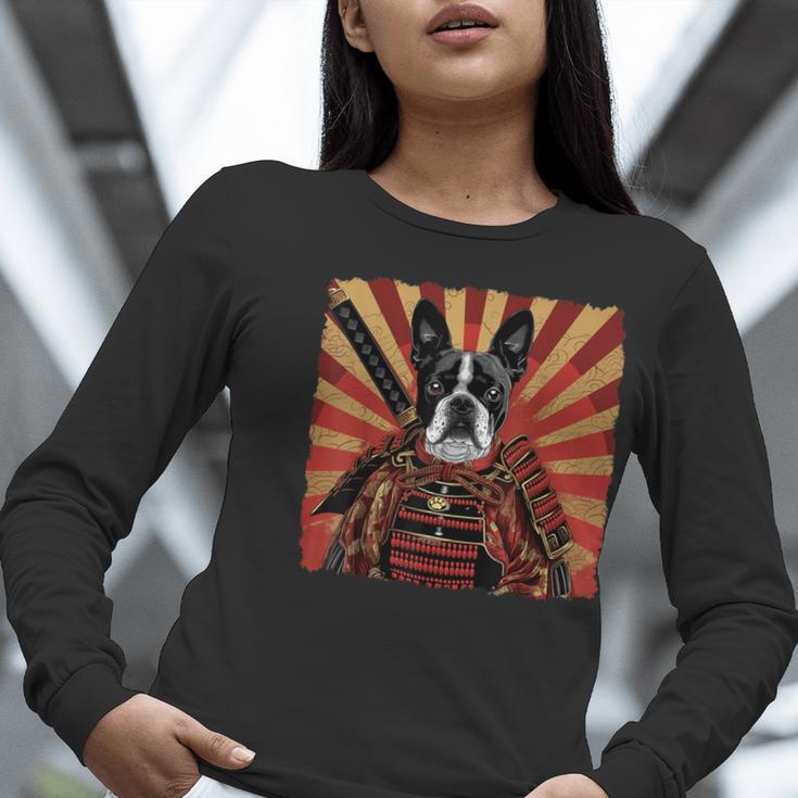 Boston Terrier Dog Japanese Art Samurai Ukiyo-e Women Long Sleeve T-Shirt, funny gift