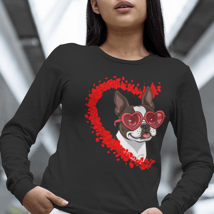 Boston Terrier Dog Mom Dad Valentine’s Day Pet Lover For Men Women Kids Women Long Sleeve T-Shirt, Boston Terrier Dad Shirts, Boston Terrier Mom Shirts, funny gift