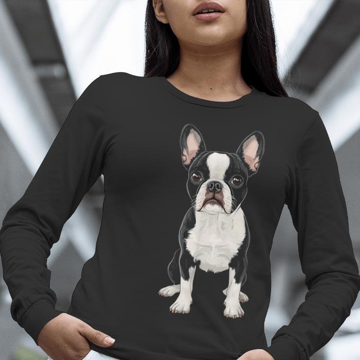 Boston Terrier Dog Motif Pet Art Boston Terrier For Men Women Kids Women Long Sleeve T-Shirt, funny gift