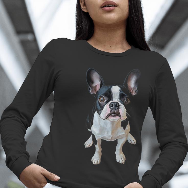 Boston Terrier Dog Motif Pet Art Boston Terrier Men Women Kids Women Long Sleeve T-Shirt, funny gift
