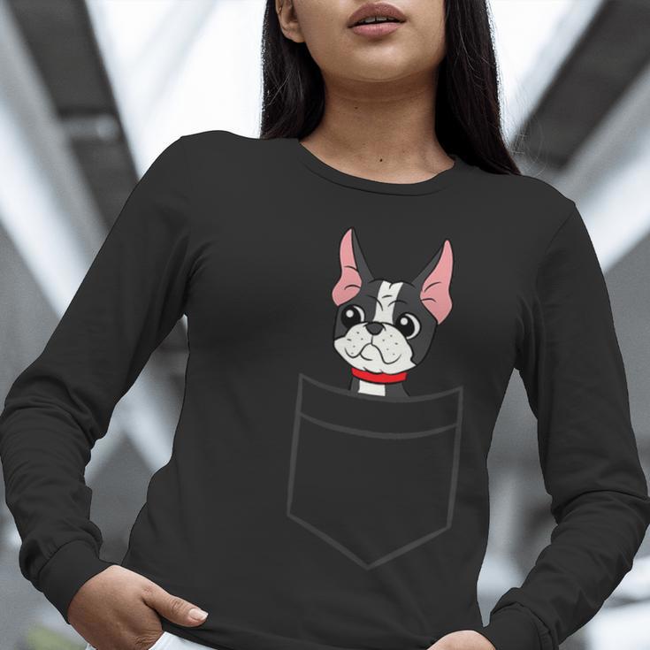 Boston Terrier Dog In The Pocket Boston Terrier For Men Women Girls Kids Women Long Sleeve T-Shirt, funny gift