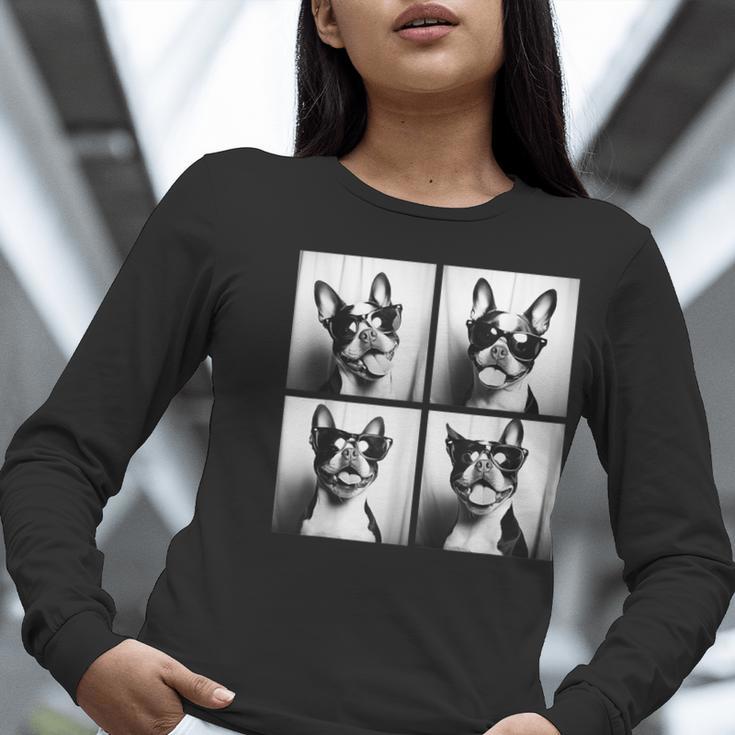 Boston Terrier Dogs With Sunglasses Photo Pets Meme Women Long Sleeve T-Shirt, funny gift